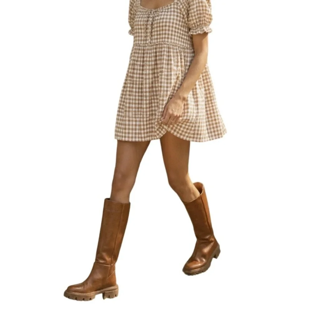 Zara Leather Lug Sole Tall Boots Slouchy Platform 8.5 39 Tan Brown Chunky Moto